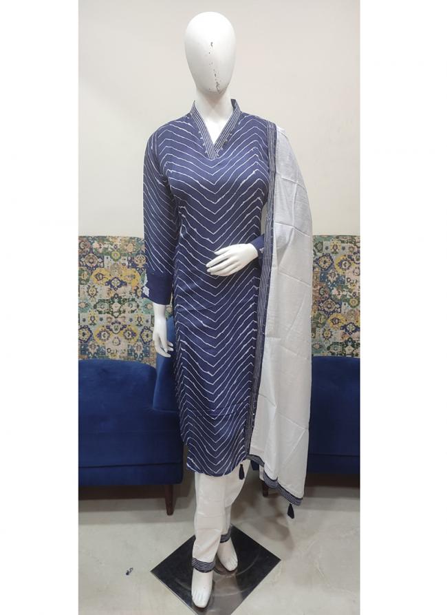 Muslin Blue Casual Wear Digital Printed Readymade Salwaar Suit